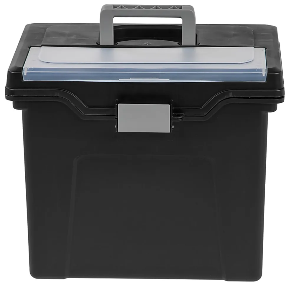 Office Depot® Brand Mobile File Box, Large, Letter Size, 11 5/8"H x 13 3/8"W x 10"D, Black/Silver