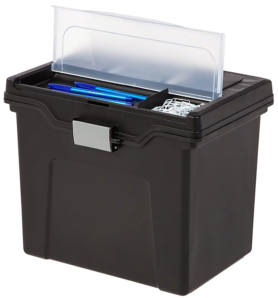 Office Depot® Brand Mobile File Box, Large, Letter Size, 11 5/8"H x 13 3/8"W x 10"D, Black/Silver