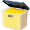 Office Depot® Brand Mobile File Box, Large, Letter Size, 11-5/8"H x 13-13/6"W x 10"D, Clear/Blue