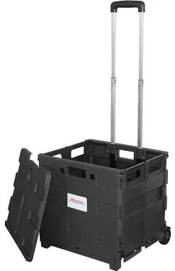 Office Depot® Brand Mobile Folding Cart With Lid, 16"H x 18"W x 15"D, Black