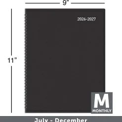 2026-2027 Office Depot® Brand 18-Month Academic Planner, 9" x 11", 30% Recycled, Black, July 2026 To December 2027
