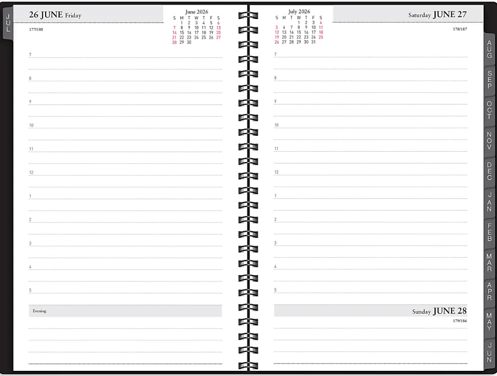 2026-2027 Office Depot® Brand 14-Month Daily Academic Planner, 5" x 8", 30% Recycled, Black, July 2026 To August 2027