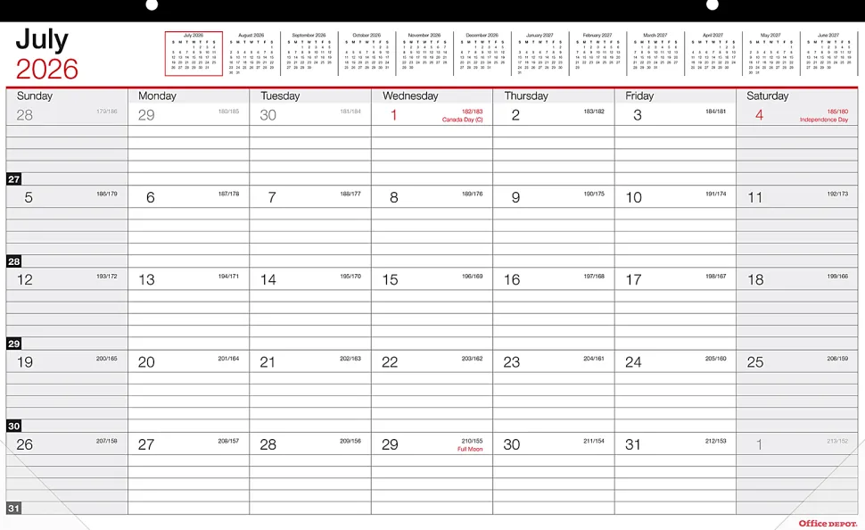 2026-2027 Office Depot® Brand Monthly Academic Desk Calendar, 17-3/4" x 10-7/8", 30% Recycled, July 2026 To June 2027