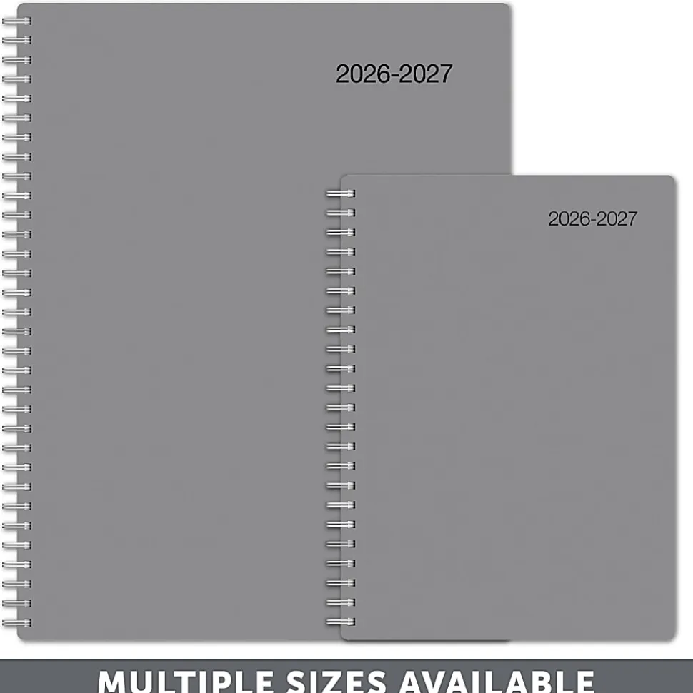 2026-2027 Office Depot® Brand Monthly Academic Planner, 8-1/2" x 11", 30% Recycled, Gray, July 2026 To June 2027