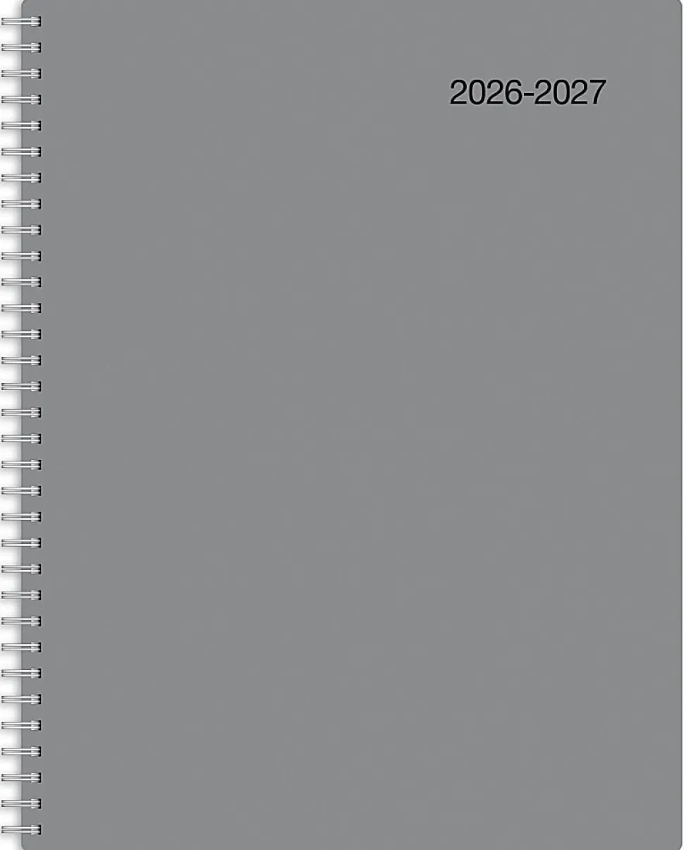 2026-2027 Office Depot® Brand Monthly Academic Planner, 8-1/2" x 11", 30% Recycled, Gray, July 2026 To June 2027