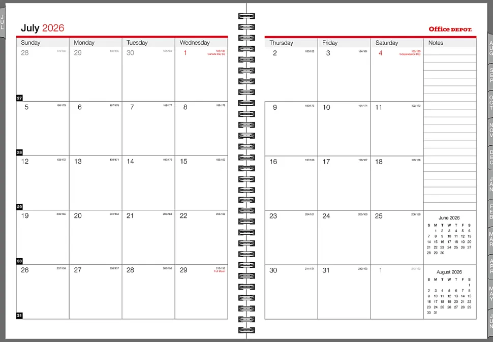 2026-2027 Office Depot® Brand Monthly Academic Planner, 8-1/2" x 11", 30% Recycled, Gray, July 2026 To June 2027
