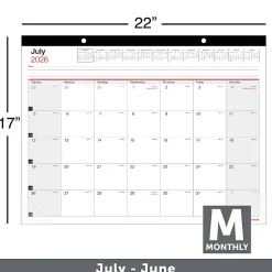 2026-2027 Office DepotĀ® Brand Monthly Academic Desk Calendar, 22" x 17", 30% Recycled, July 2026 To June 2027