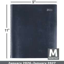 Office Depot Brand Monthly Planner, 9" x 11", Navy, January 2026 to January 2027, OD71071726