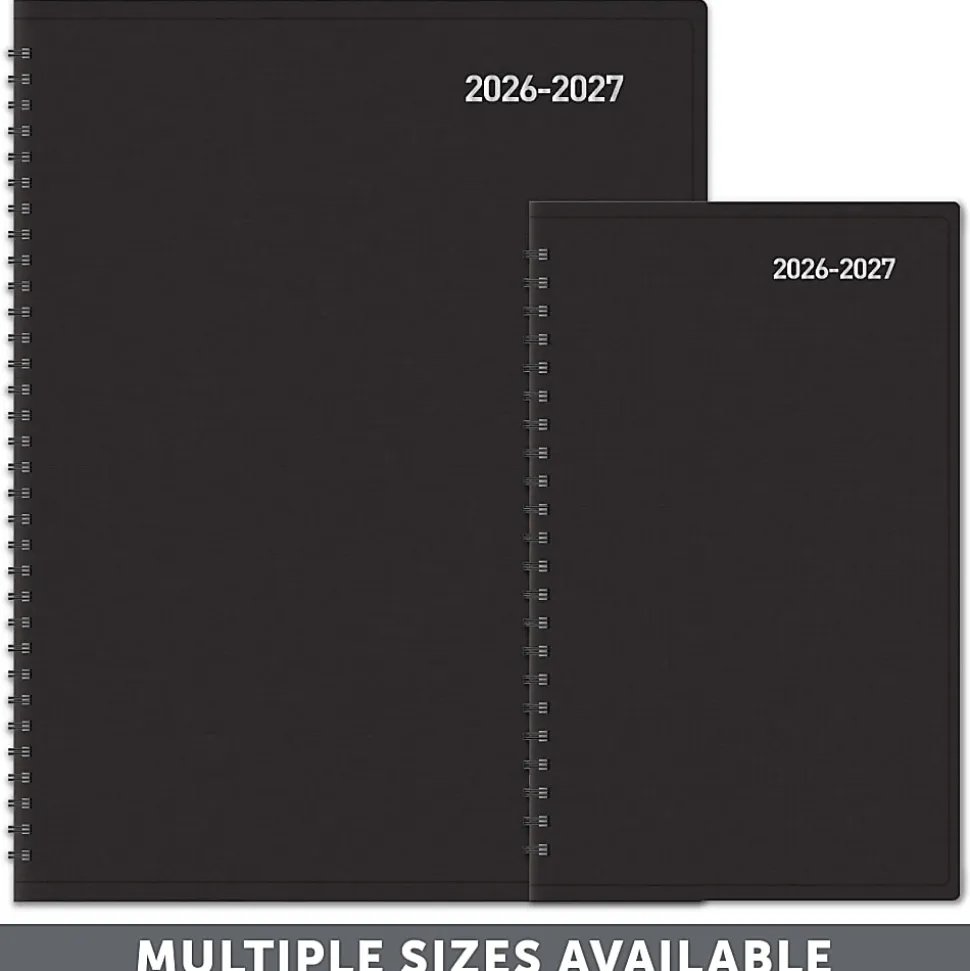 2026-2027 Office Depot® Brand 18-Month Weekly/Monthly Academic Planner, 6" x 8", 30% Recycled, Black, July 2026 To December 2027
