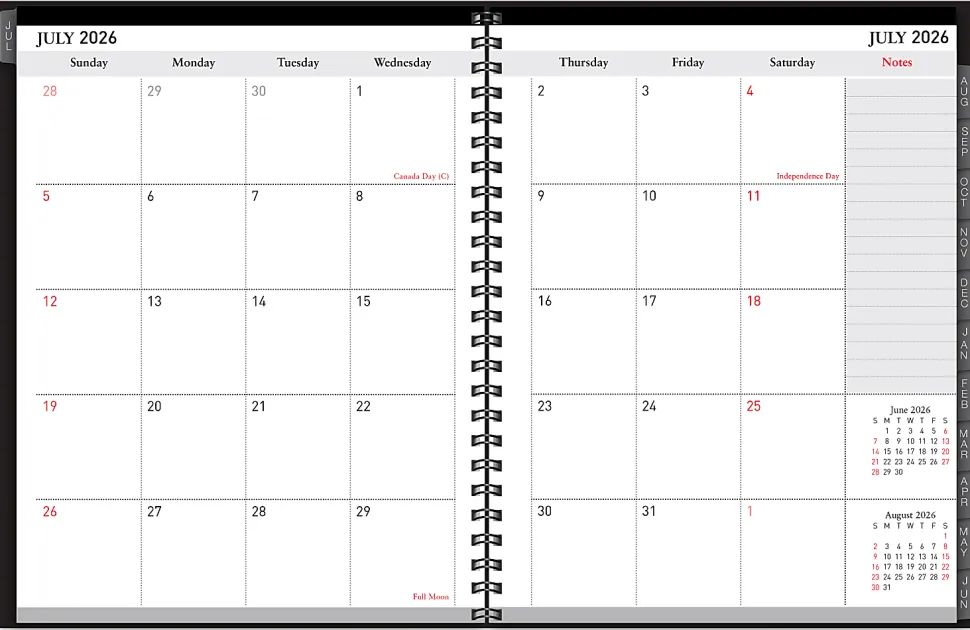 2026-2027 Office Depot® Brand 18-Month Weekly/Monthly Academic Planner, 6" x 8", 30% Recycled, Black, July 2026 To December 2027