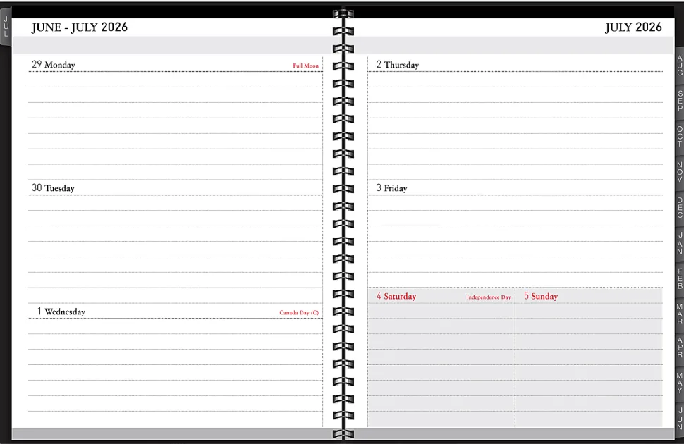 2026-2027 Office Depot® Brand 18-Month Weekly/Monthly Academic Planner, 6" x 8", 30% Recycled, Black, July 2026 To December 2027