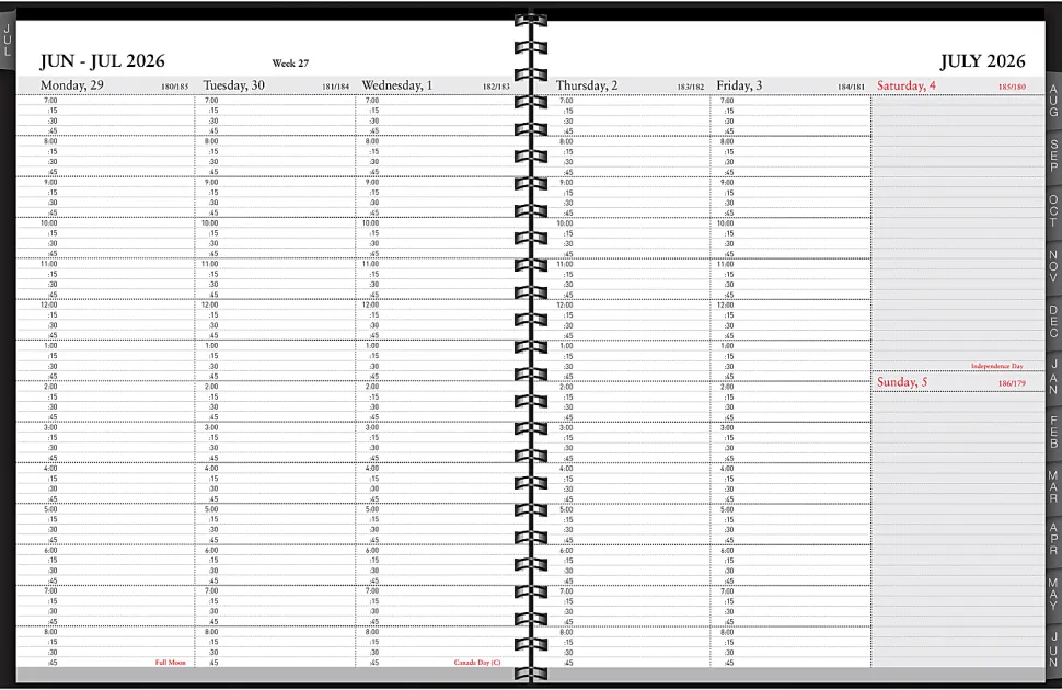 2026-2027 Office Depot® Brand 14-Month Weekly/Monthly Academic Planner, Vertical Format, 7-1/2" x 9", 30% Recycled, Black, July 2026 To August 2027