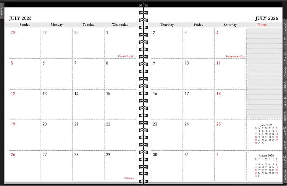 2026-2027 Office Depot® Brand 14-Month Weekly/Monthly Academic Planner, Vertical Format, 7-1/2" x 9", 30% Recycled, Black, July 2026 To August 2027