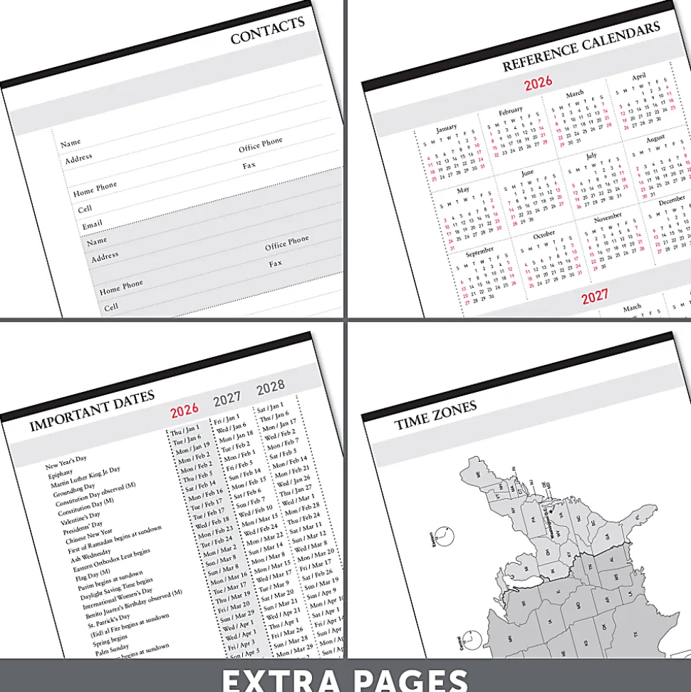 2026-2027 Office Depot® Brand 14-Month Weekly/Monthly Academic Planner, Vertical Format, 8" x 11", 30% Recycled, Black, July 2026 To August 2027