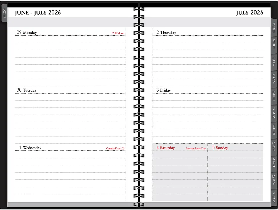 2026-2027 Office Depot® Brand 14-Month Weekly/Monthly Academic Planner, 5" x 8", 30% Recycled, Black, July 2026 To August 2027