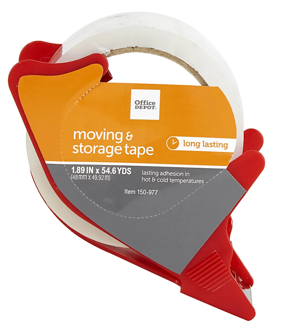 Office Depot® Brand Moving & Storage Packing Tape With Dispenser, 1.89" x 54.6 Yd., Crystal Clear