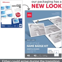 Office DepotĀ® Brand Name Badge Kit, Clip-Style, Convention Size, 3" x 4", Pack of 40