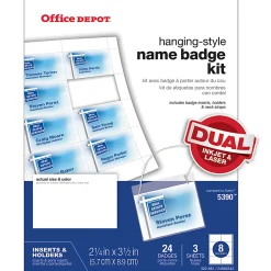 Office Depot® Brand Name Badge Kit, Hanging-Style, Convention Size,  2-1/4" x 3-1/2", Pack Of 24