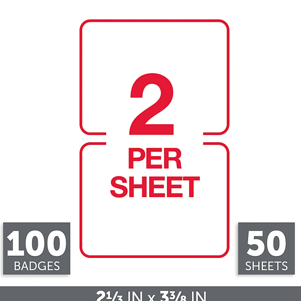 Office Depot® Brand Name Badge Labels, 2 11/32" x 3 3/8", Gold Border, Pack Of 100