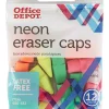 Office Depot® Brand Neon Eraser Caps, Assorted Colors, Pack Of 12