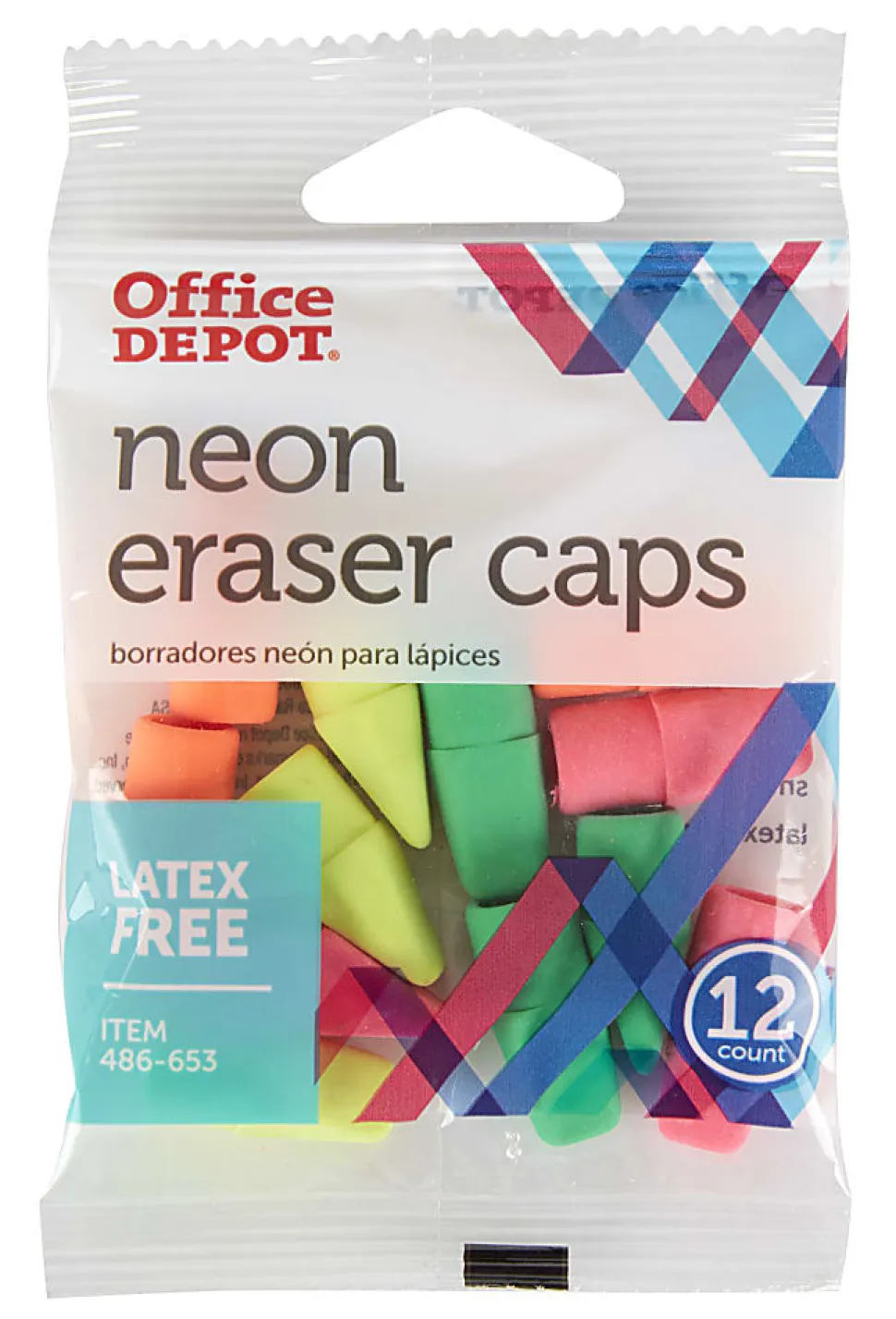 Office Depot® Brand Neon Eraser Caps, Assorted Colors, Pack Of 12