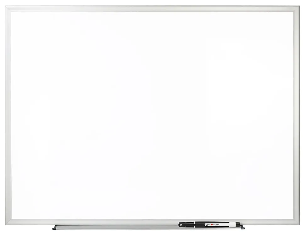 Office Depot® Brand Non-Magnetic Melamine Dry-Erase Whiteboard With Marker, 36" x 48", Aluminum Frame With Silver Finish