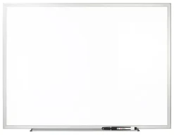 Office DepotĀ® Brand Non-Magnetic Melamine Dry-Erase Whiteboard With Marker, 48" x 96", Aluminum Frame With Silver Finish