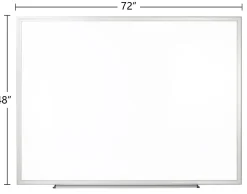 Office Depot® Brand Non-Magnetic Melamine Dry-Erase Whiteboard With Marker, 48" x 72", Aluminum Frame With Silver Finish