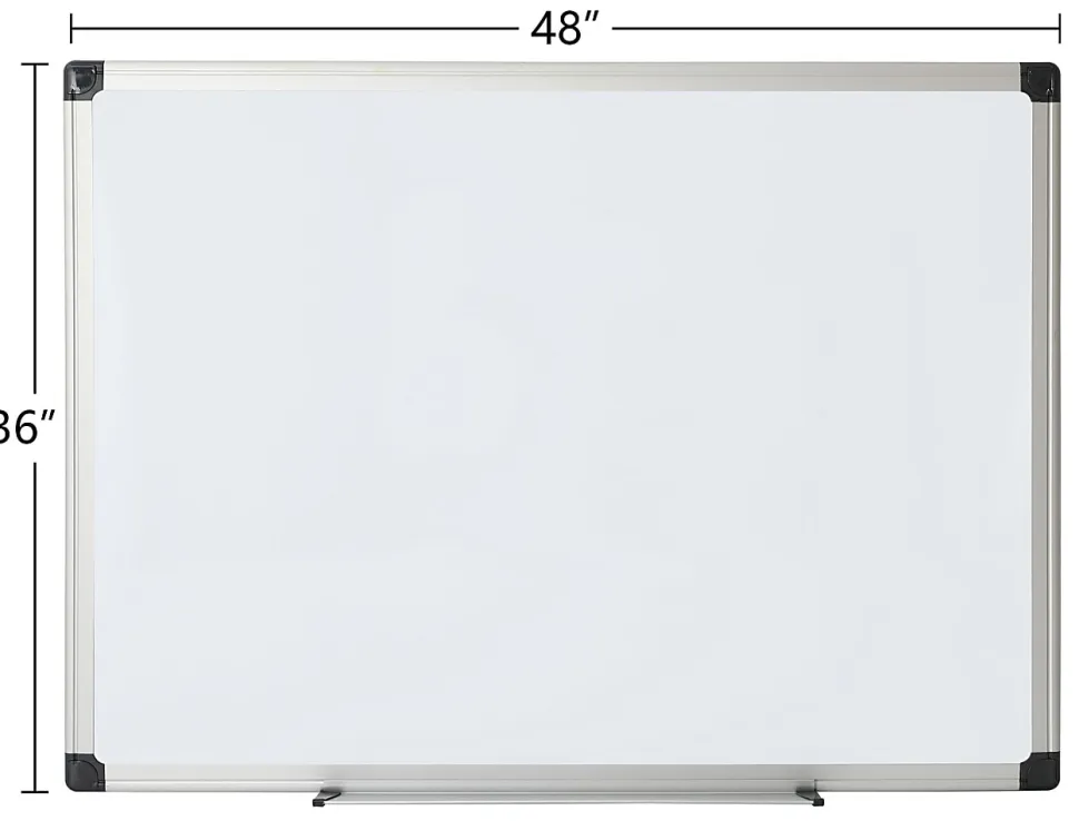 Office Depot® Brand Non-Magnetic Melamine Dry-Erase Whiteboard, 36" x 48", Aluminum Frame With Silver Finish