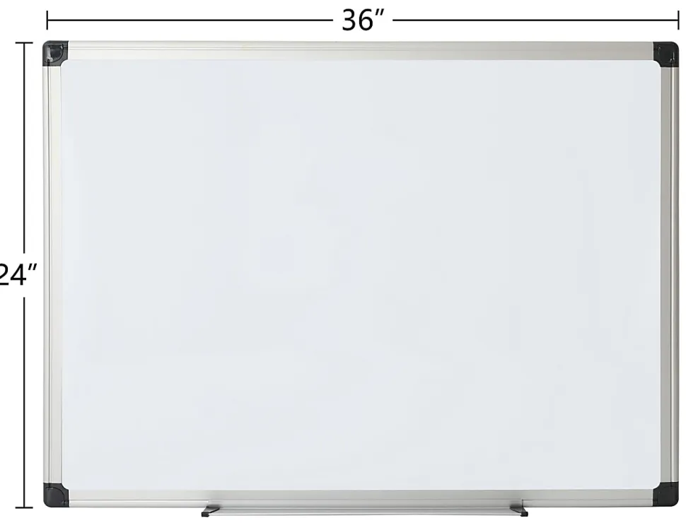 Office Depot® Brand Non-Magnetic Melamine Dry-Erase Whiteboard, 24" x 36", Aluminum Frame With Silver Finish