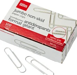 Office DepotĀ® Brand Non-Skid Paper Clips, Jumbo, Silver, Pack Of 10 Boxes, 100 Clips Per Box, 1,000 Total