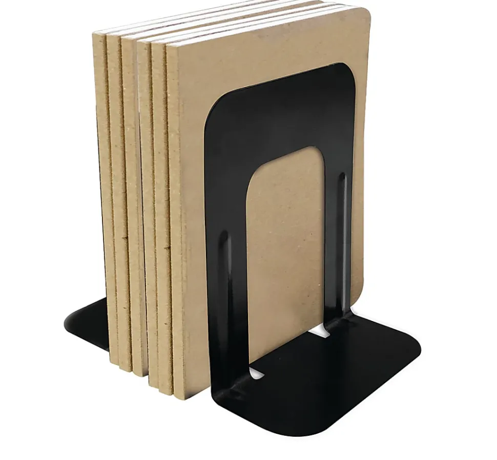 Office Depot® Brand Nonskid Steel Bookends, 9", Black, Set Of 2