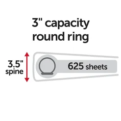Office Depot® Brand Nonstick 3-Ring Binder, 3" Round Rings, Blue