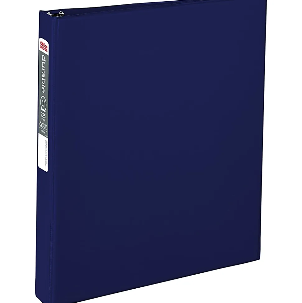 Office Depot® Brand Nonstick 3-Ring Binder, 1" Round Rings, Blue