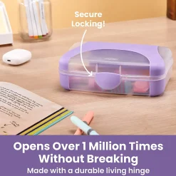 Office Depot® Brand Overmolded Pencil Box, 2-5/8"H x 5-1/2"W x 8-1/4"D, Lilac/Clear