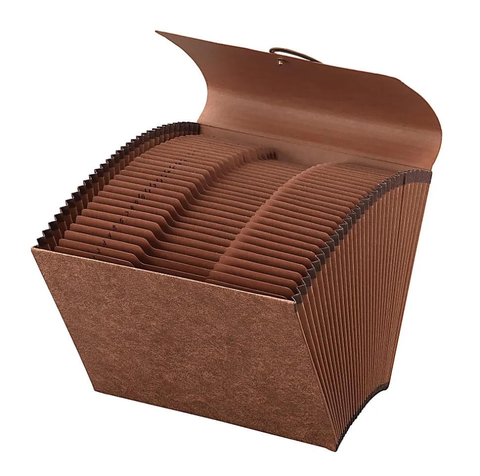 Office Depot® Brand Paper Expanding File With Flap, 31 Pocket, Expansion 2", 8 1/2" x 11", Letter, 30 % Recycled, Brown, Pack of 1
