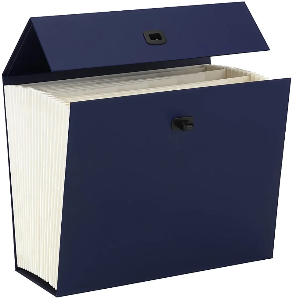 Office Depot® Brand Paper Expanding Case File, 19 Pockets, Letter Paper Size, Blue