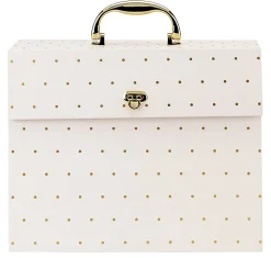 Office DepotĀ® Brand Paper Expanding Case File, 19 Pockets, Letter Paper Size, Pink/Gold Dots