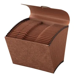 Office Depot® Brand Paper Expanding File With Flap, 21 Pocket, Expansion 2", 8 1/2" x 11", Letter, 30 % Recycled, Brown, Pack of 1