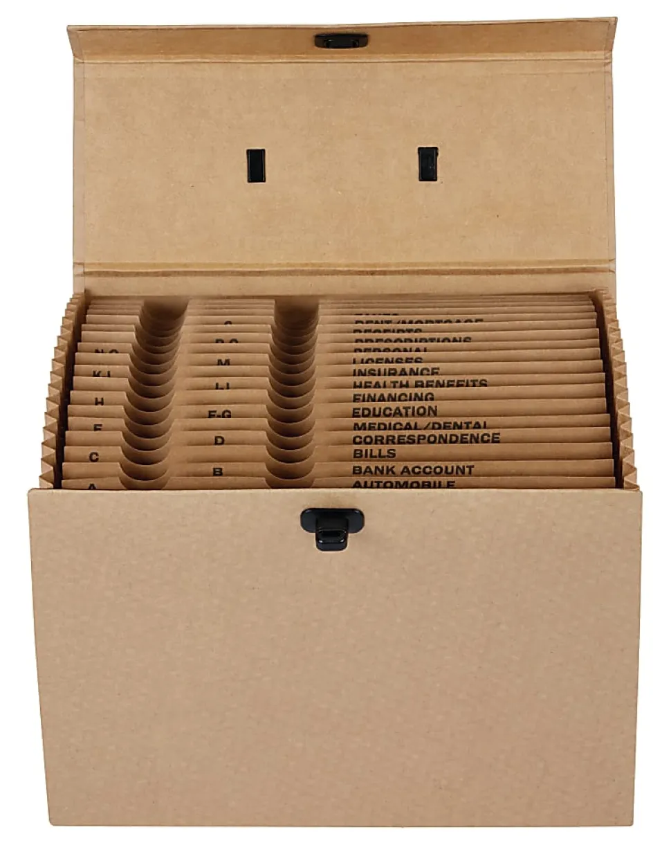 Office Depot® Brand Paper Heavy-Duty File, 19 Pocket, Expansion 3", 8 1/2" x 11", Letter, Kraft, Pack of 1