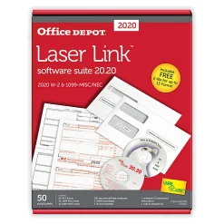 Office Depot® Brand 6-Part W-2/4-Part 1099 Laser Form Sets And Envelopes With LaserLink Software, 8-1/2" x 11", Pack Of 50 Forms