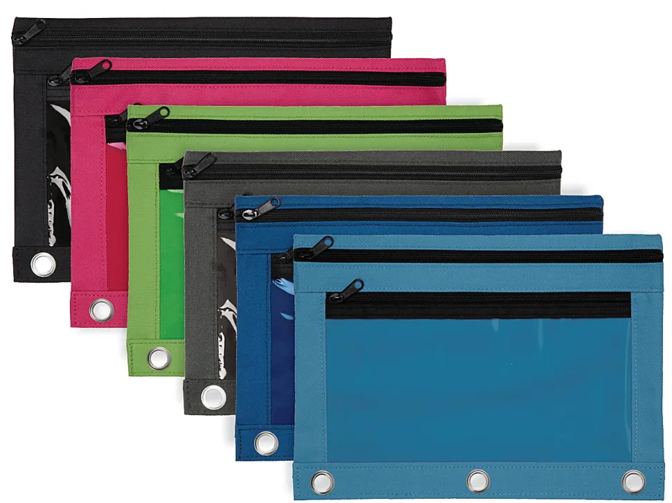 Office Depot® Brand Pencil Pouch With Clear Window, 8" x 10-1/4", Assorted Colors
