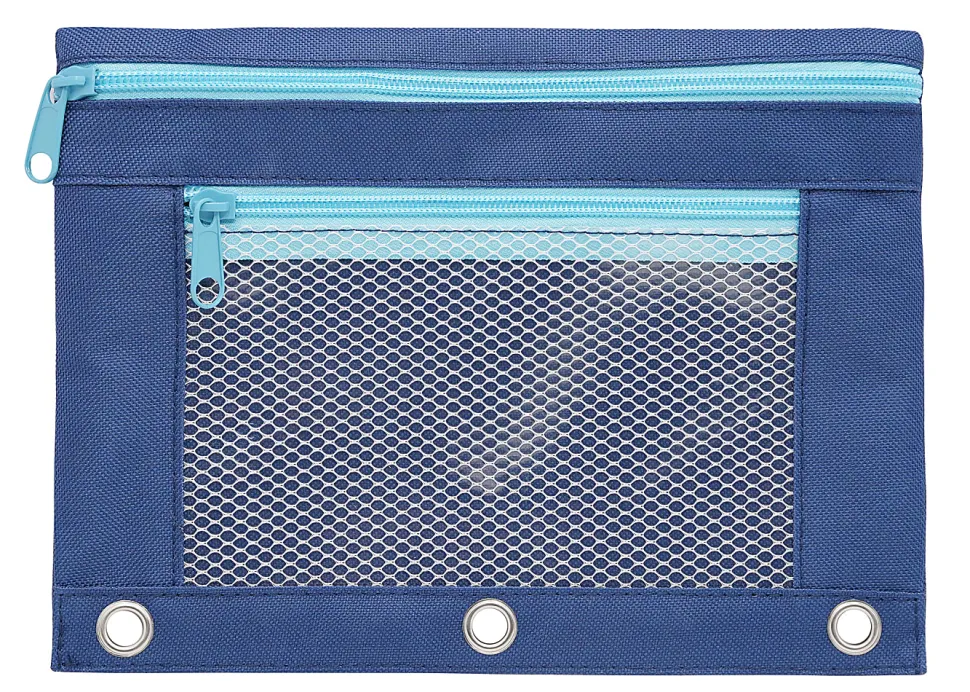 Office Depot® Brand Pencil Pouch With Mesh Window, 7" x 9-3/4", Navy/Light Blue