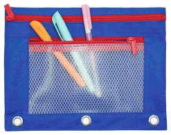 Office DepotĀ® Brand Pencil Pouch With Mesh Window, 7" x 9-3/4", Blue/Red