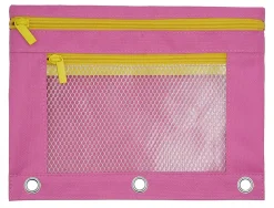 Office DepotĀ® Brand Pencil Pouch With Mesh Window, 7" x 9-3/4", Pink/Yellow