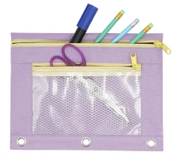 Office DepotĀ® Brand Pencil Pouch With Mesh Window, 7" x 9-3/4", Lavender/Yellow