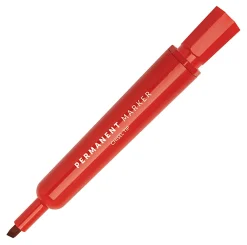Office Depot® Brand Permanent Markers, Chisel Point, 100% Recycled Plastic Barrel, Red Ink, Pack Of 12