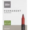 Office Depot® Brand Permanent Markers, Fine Point, 100% Recycled Plastic Barrel, Red Ink, Pack Of 12