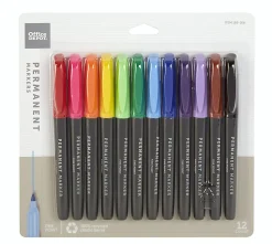 Office Depot® Brand Permanent Markers, Fine Point, 100% Recycled Plastic Barrel, Assorted Colors, Pack Of 12