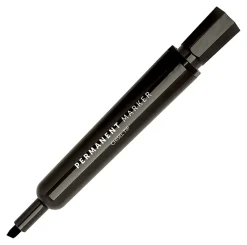 Office Depot® Brand Permanent Markers, Chisel Point, 100% Recycled Plastic Barrel, Black Ink, Pack Of 12